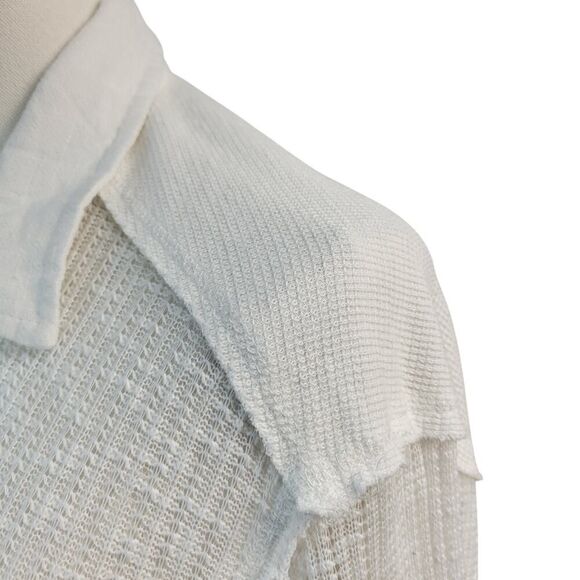 NEW POL Oversized Small Textured White Knit Button Down Sweater Relaxed Fit BOHO - Picture 11 of 16